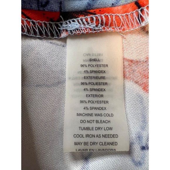 Vince Camuto Dress 12 Blue Orange Floral Stretch Short Sleeve Washable NEW - Picture 13 of 13
